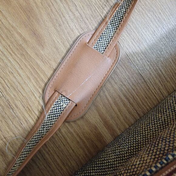 Samsonite Vintage Travel Bag Luggage Corduroy Leather Made in Korea Brown Tan - Picture 4 of 12